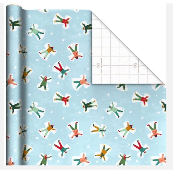 Hallmark Wrapping Paper Christmas Snow Angels Lt Blue 22.5 sq ft Roll Holiday - Picture 2 of 5